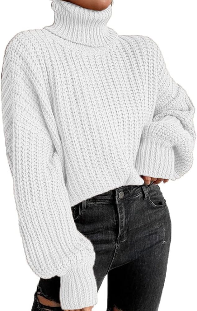 トップス Summer High Neck Knitted Pullover Amazon.com: Womens Sweaters 2024 Raffinéa Solid Colored Turtleneck